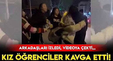 Kız Öğrenciler Kavga Etti, Arkadaşları İzledi!