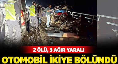 Otomobil ikiye ayrıldı