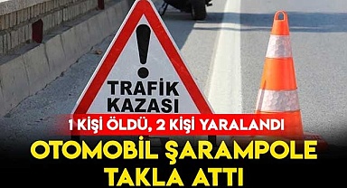 Otomobil Şarampole Takla Attı: 1 Ölü, 2 Yaralı