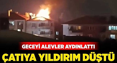 Çatıya yıldırım düştü
