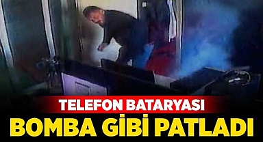 Telefon bataryası bomba gibi patladı