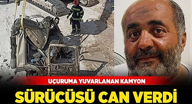 Uçurma yuvarlanan kamyonun sürücüsü öldü