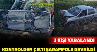 Kontrolden çıkan araç şarampole devrildi: 3 yaralı