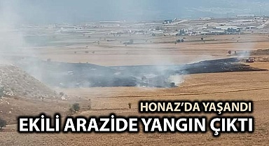 Honaz’da yaşandı ekili arazide yangın çıktı