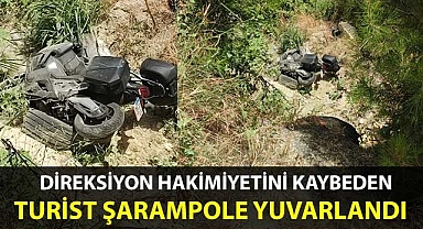 Kontrolünü kaybeden turist şarampole yuvarlandı