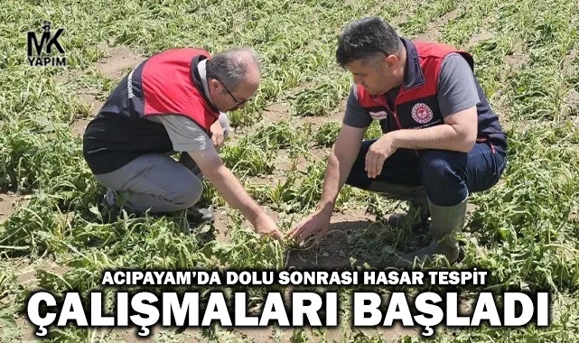 Acıpayam’da dolu sonrası hasar tespit çalışmaları başladı