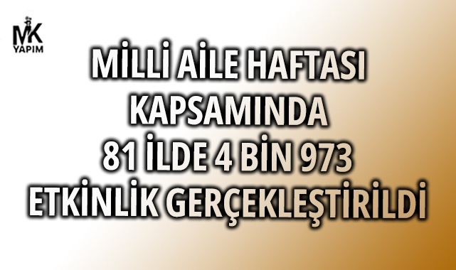 Milli Aile Haftası kapsamında yapılan etkinlik sayısı belli oldu